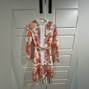 Mulla lace trim belted dress